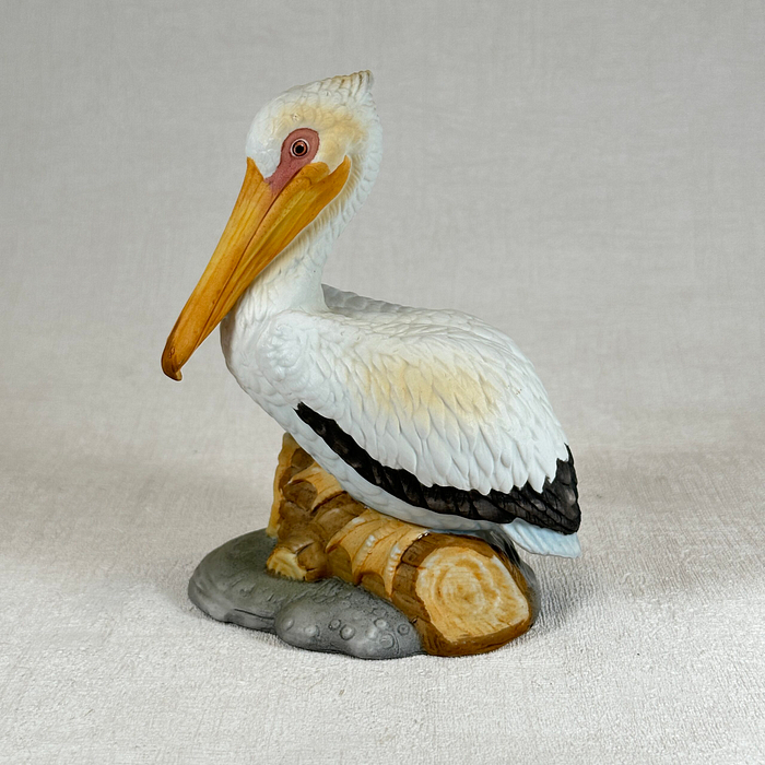 White Pelican Figurine | Porcelain Bird Ornament | Coastal Decor | 15cm