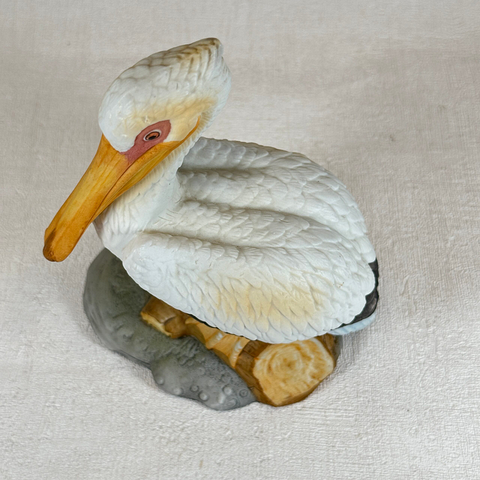 White Pelican Figurine | Porcelain Bird Ornament | Coastal Decor | 15cm