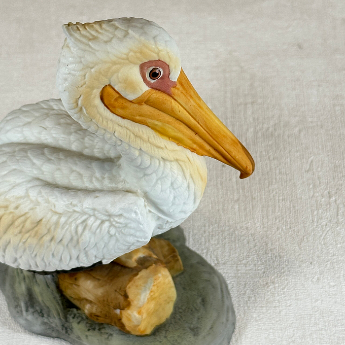 White Pelican Figurine | Porcelain Bird Ornament | Coastal Decor | 15cm