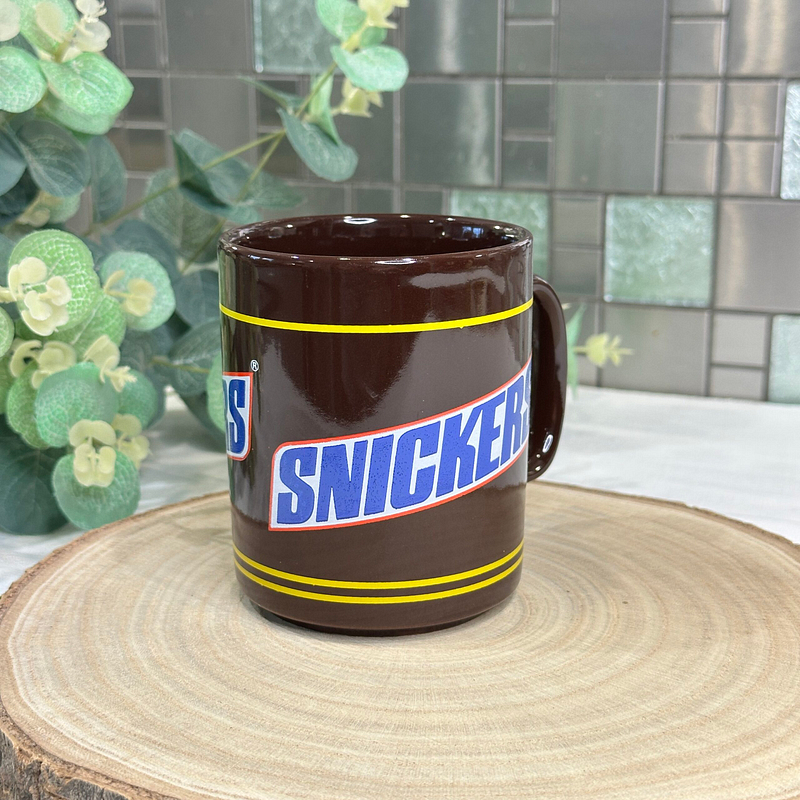 Vintage Snickers Chocolate Bar Mug - Brown with Yellow Stripes