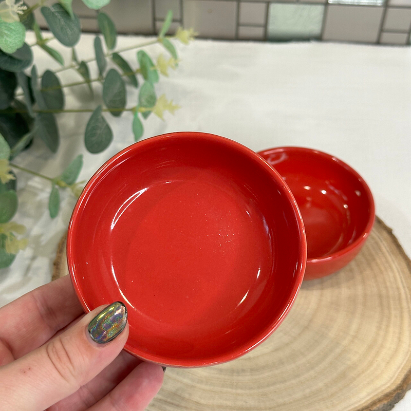 Red Ceramic Dipping Bowls - Set of 2