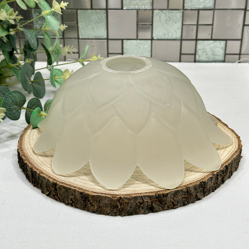 Vintage French Glass Lampshade - Frosted Artichoke Leaf Design