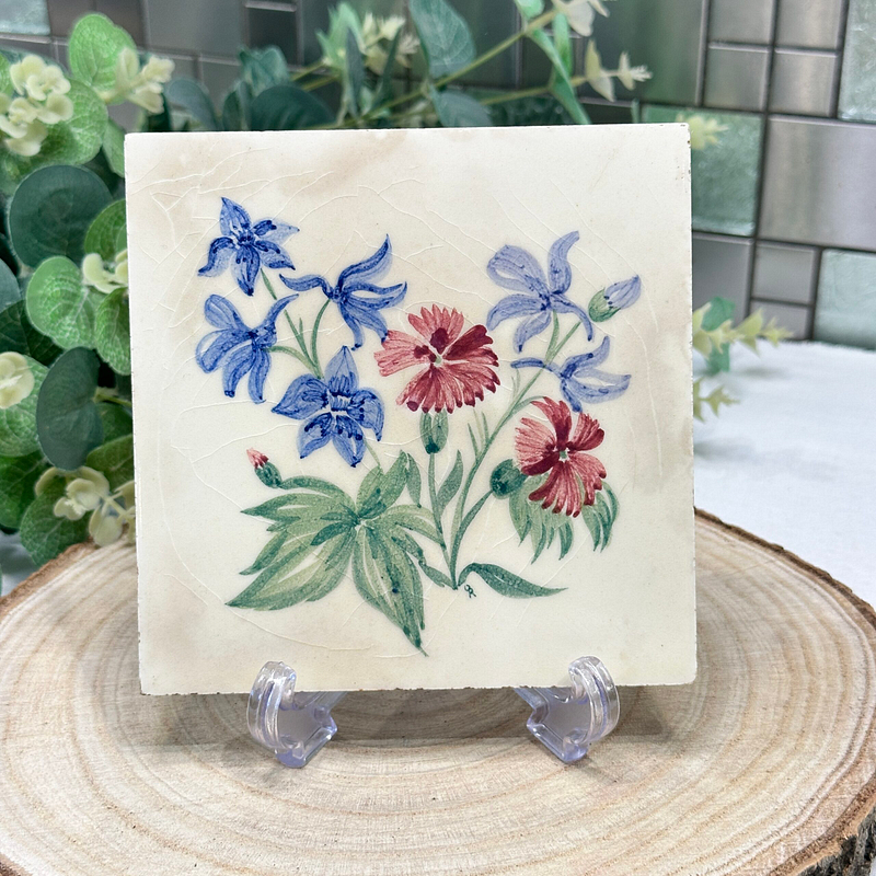 Vintage Packard & Ord Hand-Painted Floral Tile H&G Thynne Blank c1950