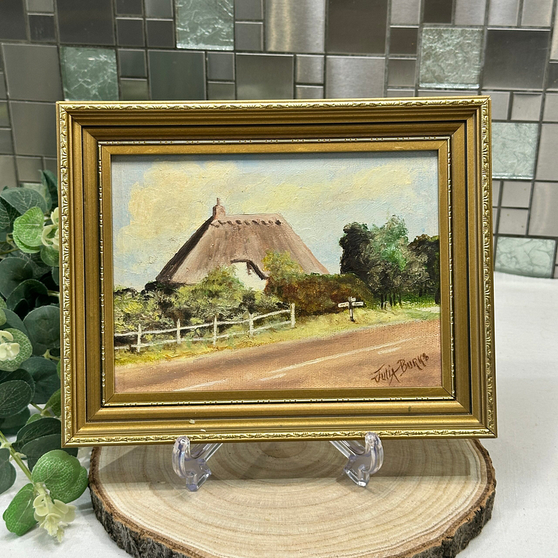 Julia Burks Oil Painting Sidlesham Sussex Cottage Landscape Framed Art