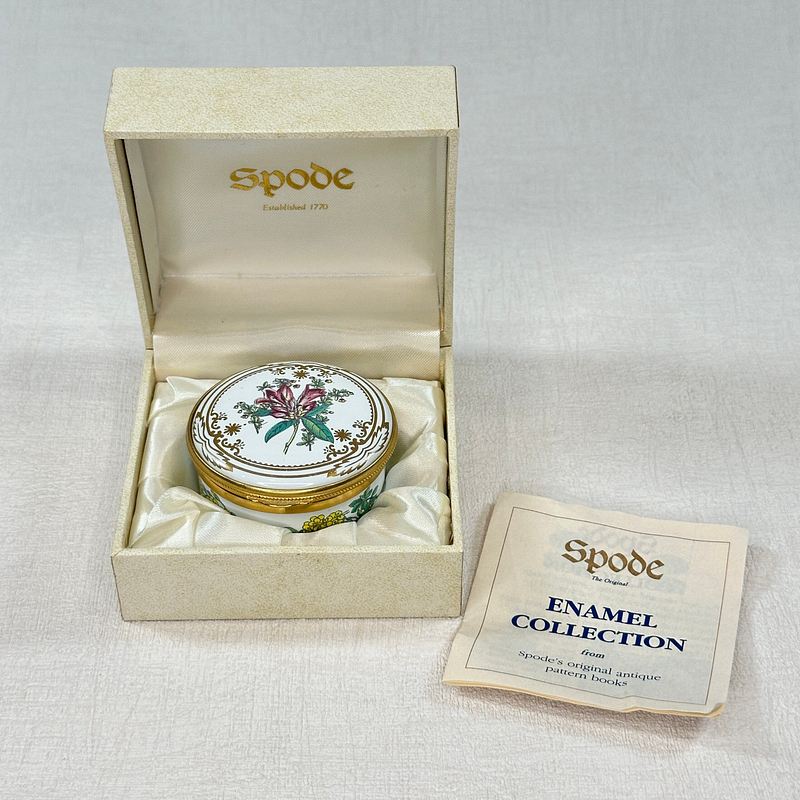 Spode Enamel Trinket Box Salvia Rhododendron New in Box Rare