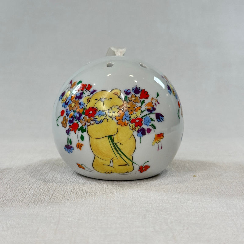 Vintage Teddy Bear Pomander Potpourri Diffuser Floral China Ornament